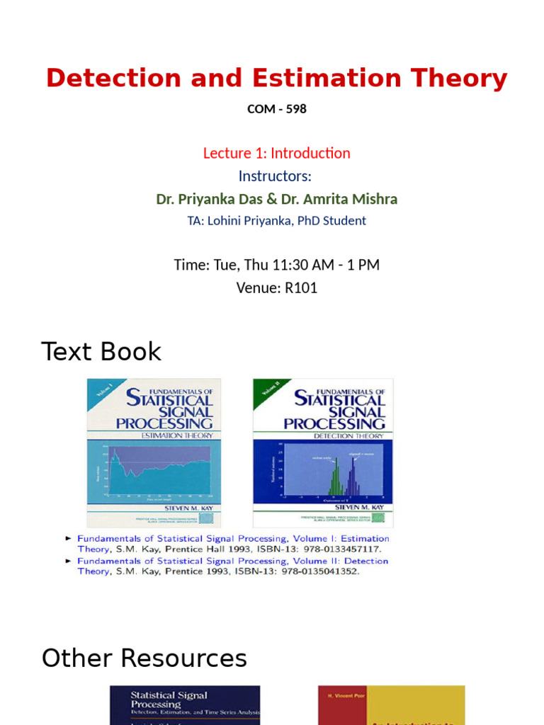 Introduction to Detection and Estimation Theory | PDF | Estimation ...