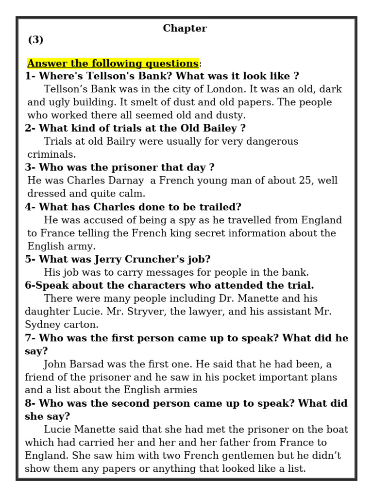 Chapter 3 and 4 Tale of Two Cities | PDF | A Tale Of Two Cities