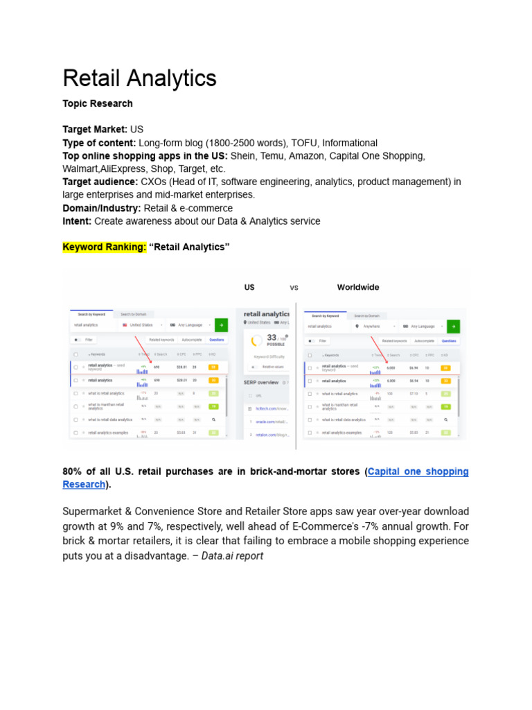Retail Analytics - Blog Outline | PDF