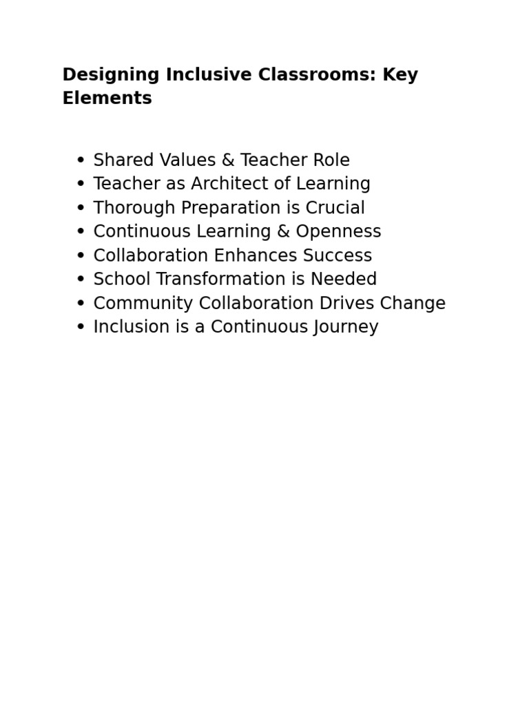 Key Elements for Inclusive Classrooms | PDF