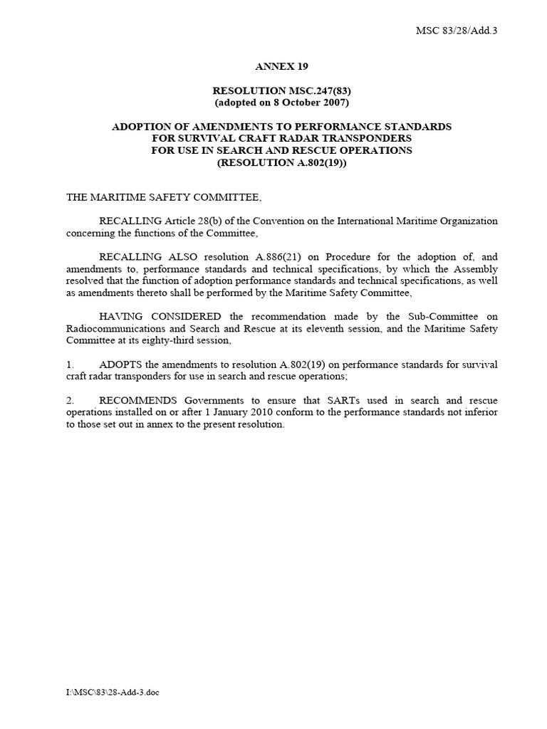 Amendments to SART Performance Standards | PDF