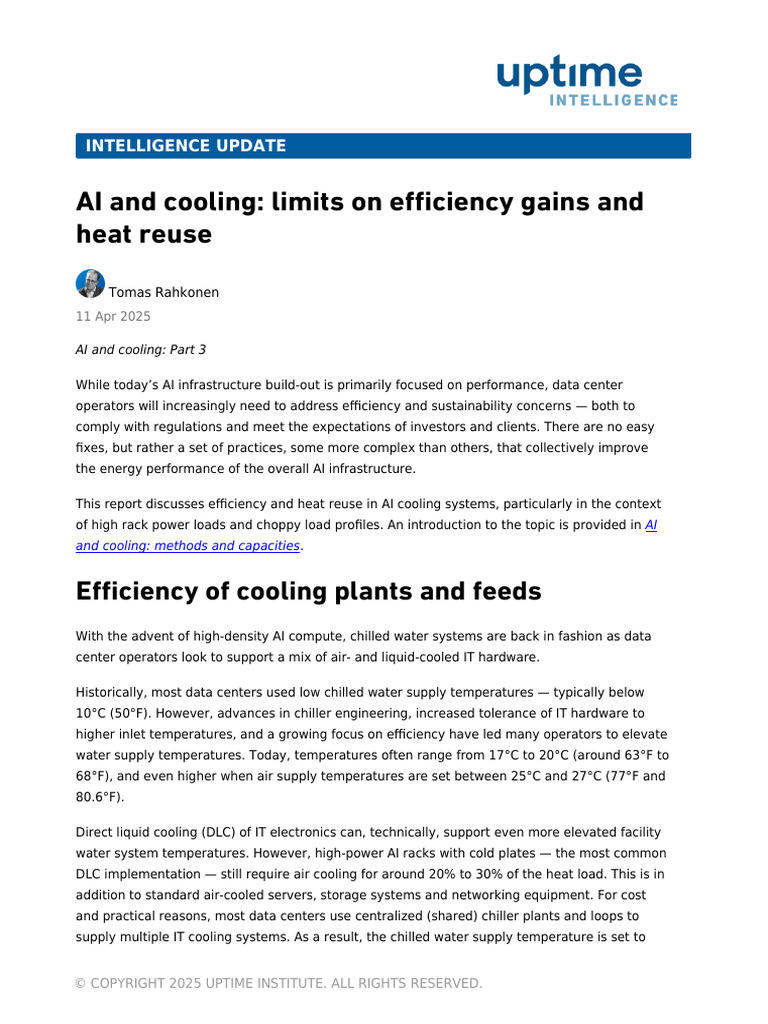 AI Cooling Efficiency and Heat Reuse | PDF | Data Center | Air Conditioning
