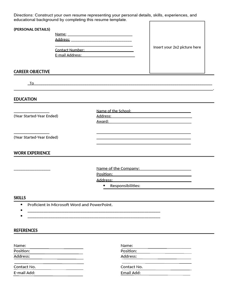Resume Template for Personal Details | PDF