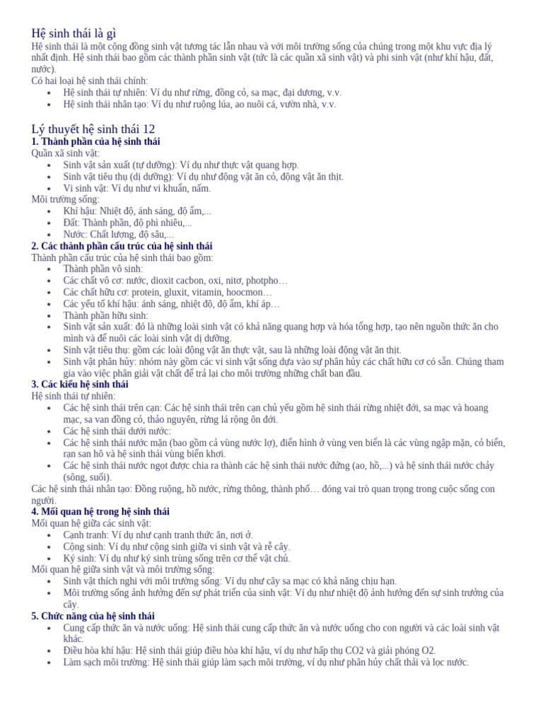 7.Hệ Sinh Thái Lớp 12 Là Gì - Công Thức, Lý Thuyết Và Bài Tập | PDF