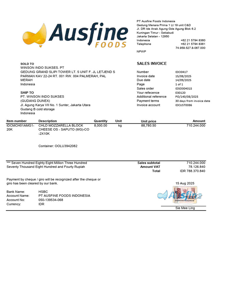 Invoice 15 Aug New | PDF | Payments | Money