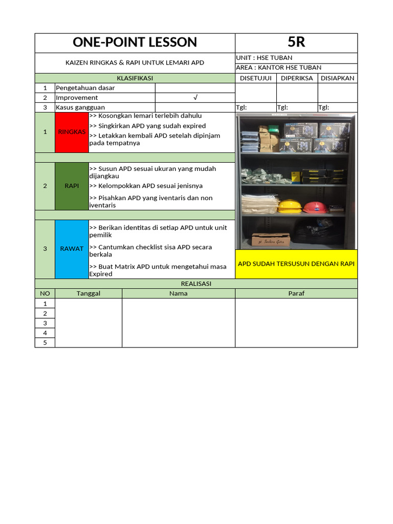 Kaizen 5R untuk Rapi Lemari APD HSE | PDF