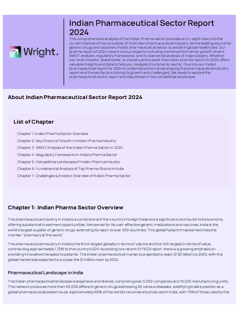 Indian Pharma Sector Insights 2024 | PDF | Pharmaceutical Industry ...