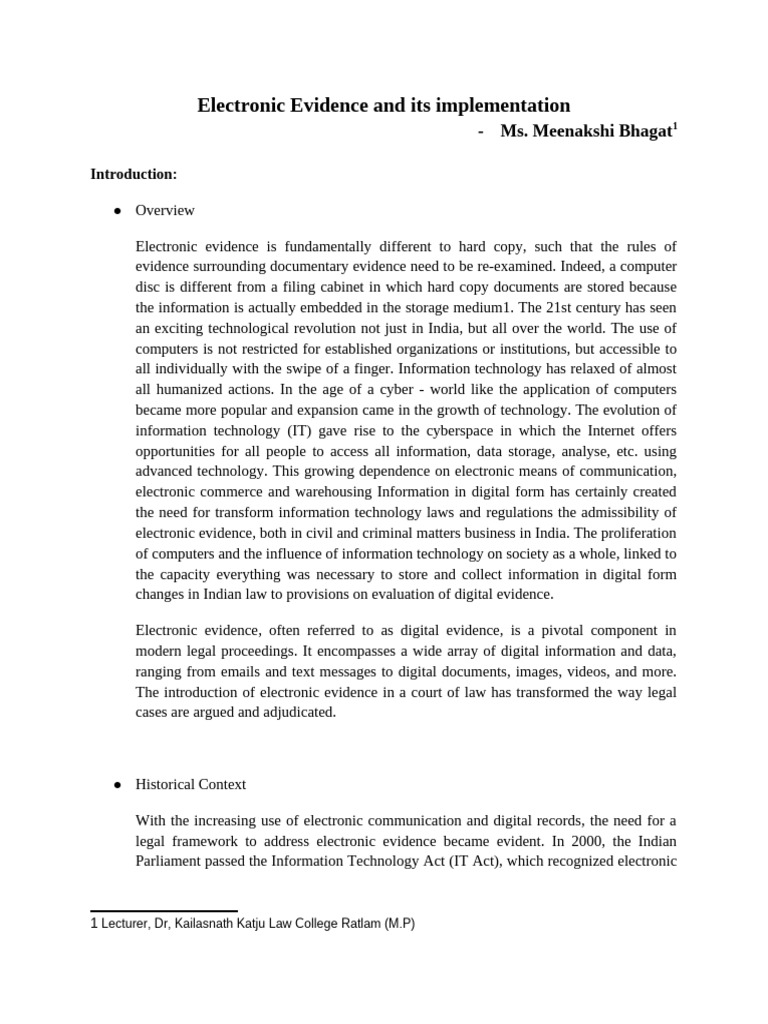 Electronic Evidence and Its Implementation | PDF | Forensic Science ...
