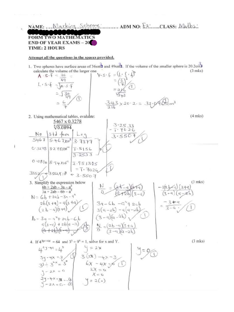 Mathematics f2 Ms | PDF