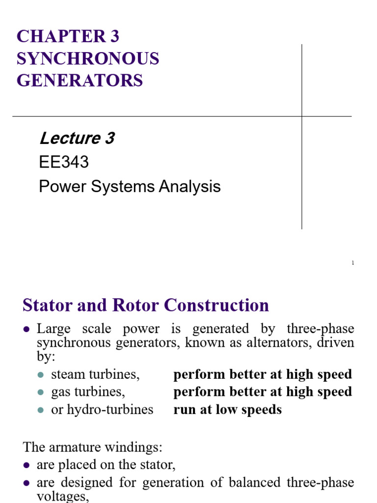 Synchronous Generators: Design & Operation | PDF | Electric Generator ...