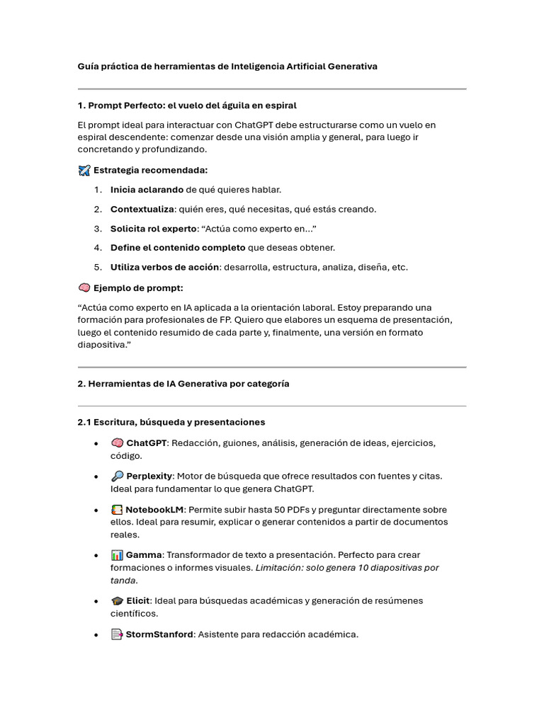 Guía de Herramientas de IA Generativa | PDF | Inteligencia artificial ...