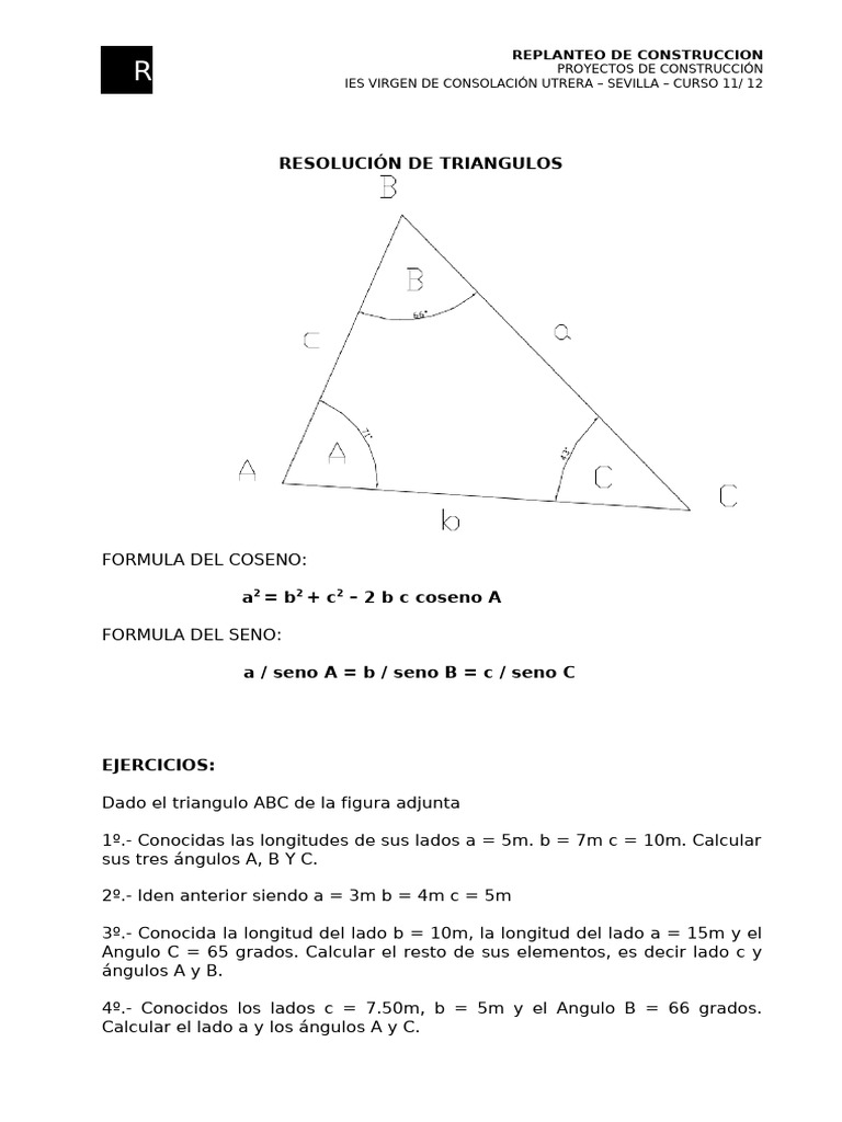 Formulas Sen y Cos Ejercicios | PDF