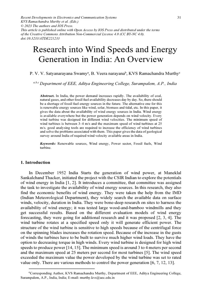 Wind Energy Potential in India Analysis | PDF | Wind Power | Wind Farm