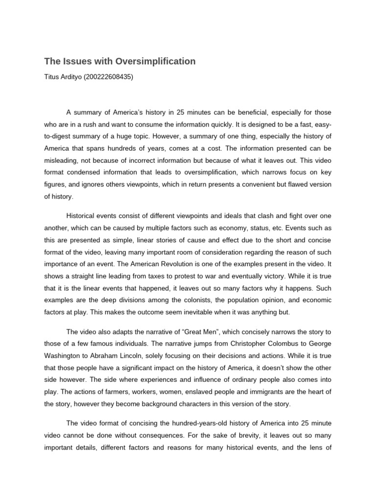 The Dangers of Oversimplifying History | PDF