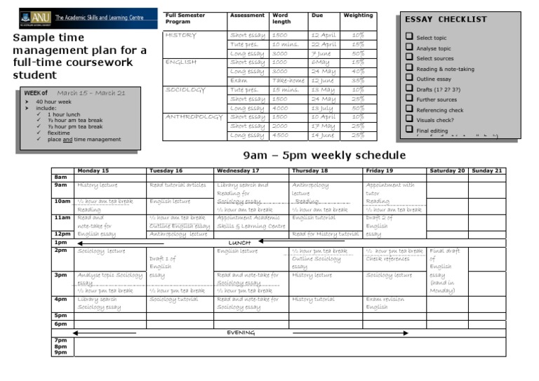 Time Managment - Sample Plan | PDF