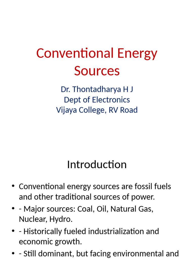 Conventional Energy Sources | PDF | Energy Development | Renewable Energy