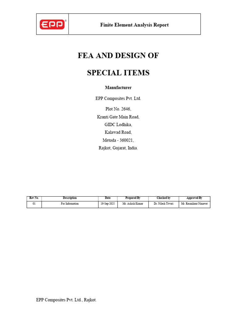 FEA Report of Special Item of Item Tag-51 & 56 | PDF | Finite Element ...