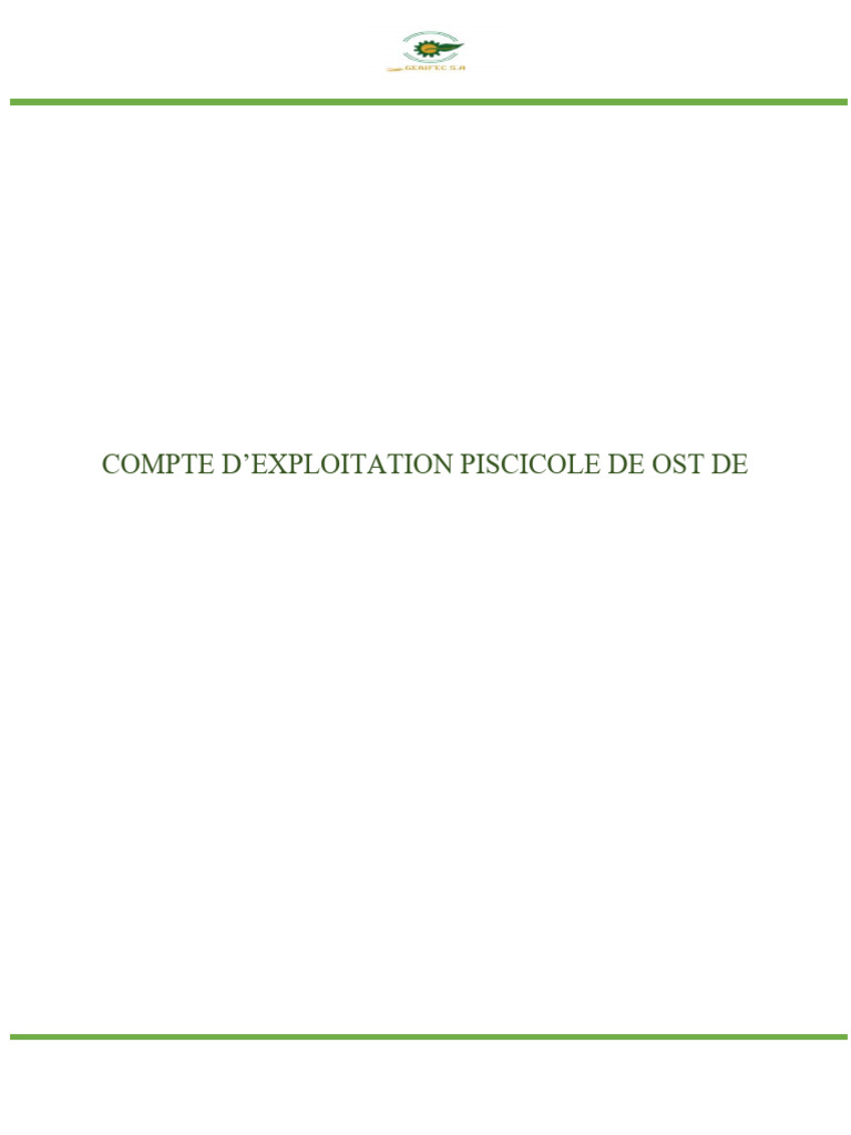 Exploitation piscicole : bilan financier et besoins | PDF