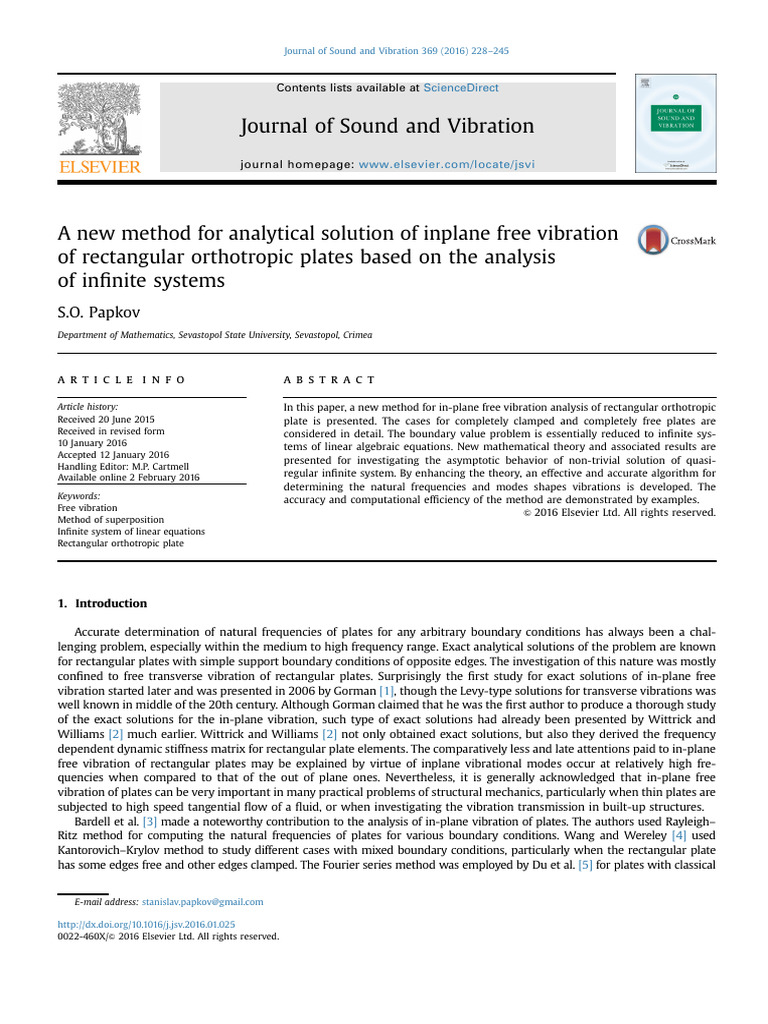 A New Method For Analytical Solution of Inplane Free Vibration of ...