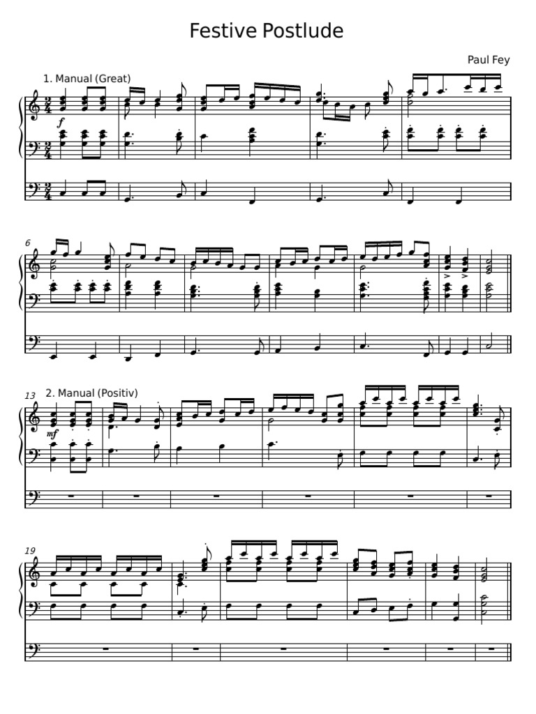 Festive Postlude - Paul Fey | PDF | Musical Instruments | Keyboard ...