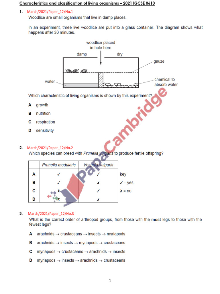 IGCSE 0610 Living Organisms Guide | PDF | Chess Theory | Chess Openings