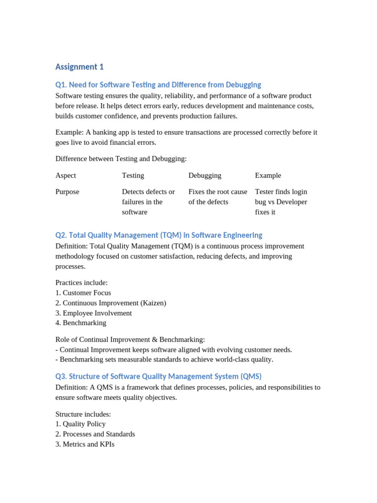 Software Testing and Quality Management Guide | PDF | Software Testing ...