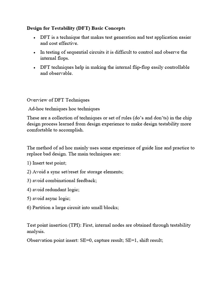 Design for Testability (DFT) Overview | PDF | Digital Technology ...