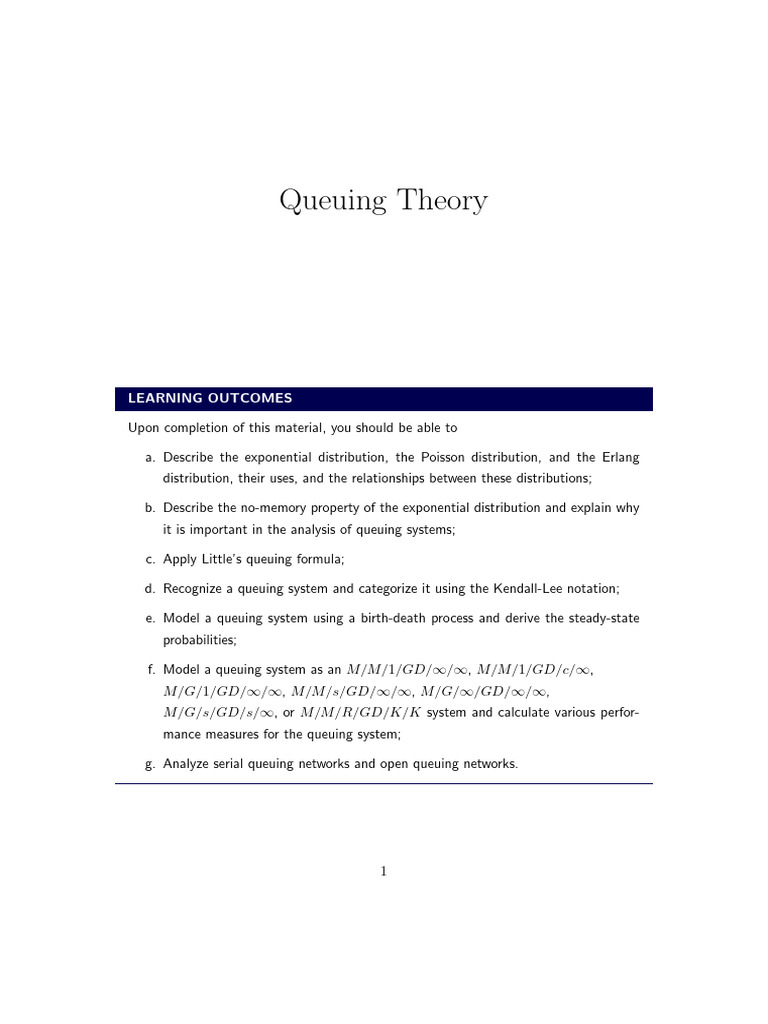 Understanding Queuing Theory Concepts | PDF | Probability Distribution ...