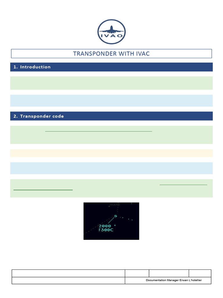 Transponder Operations with IvAc | PDF | Transponder (Aeronautics ...