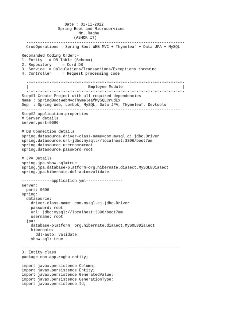 Spring Boot Employee CRUD Guide | PDF | My Sql | Software Engineering