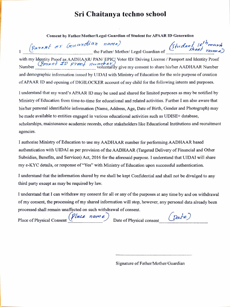 APAAR ID Generation Format | PDF