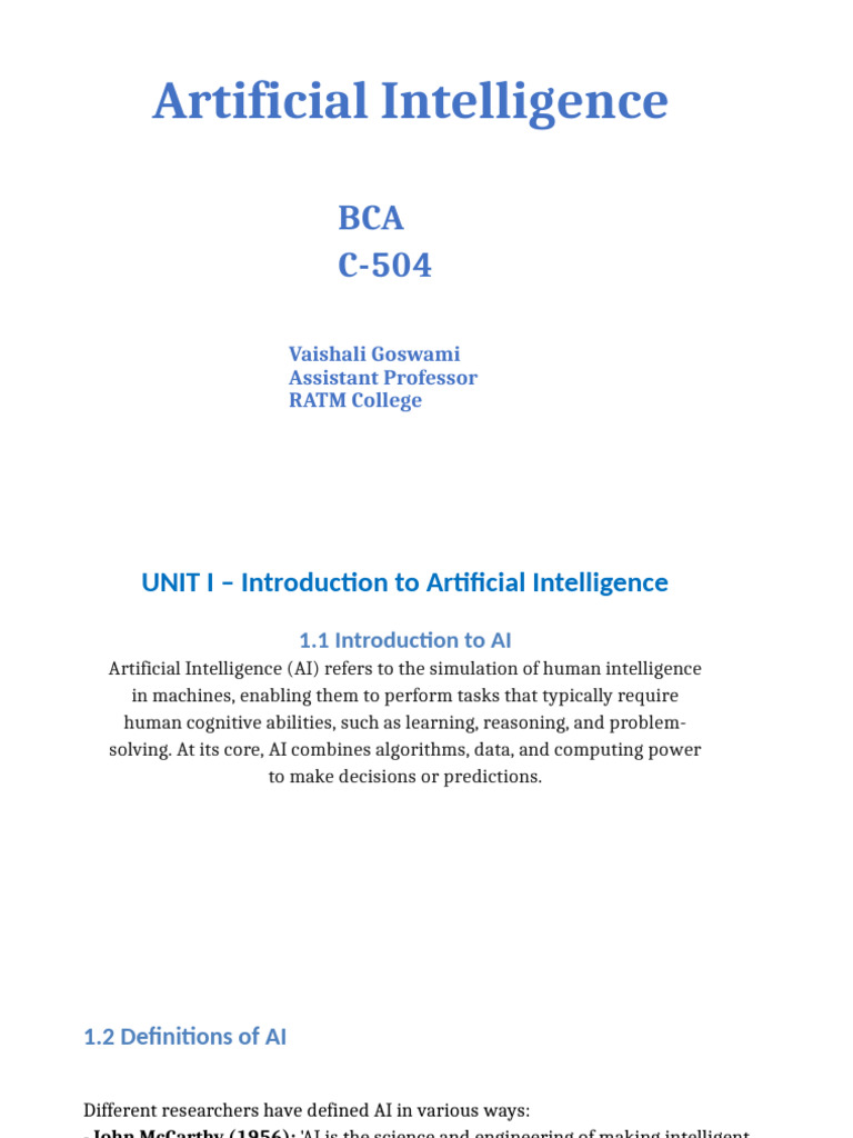 Introduction to Artificial Intelligence | PDF | Artificial Intelligence ...