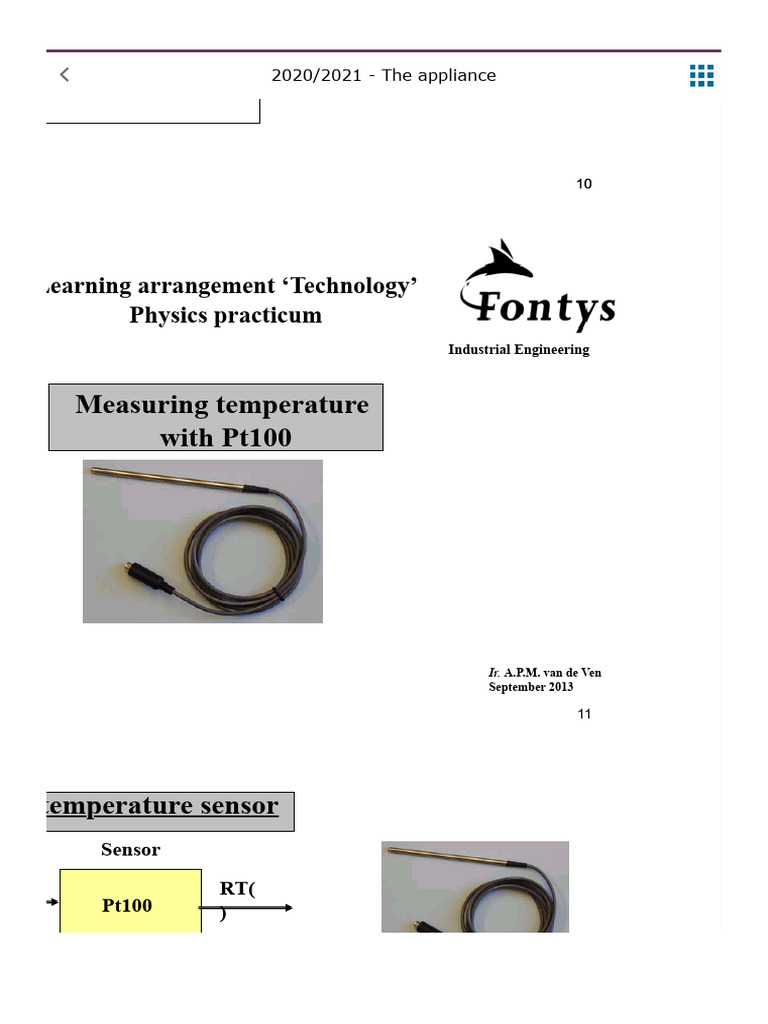 Pt100 Temperature Sensor Practicum | PDF