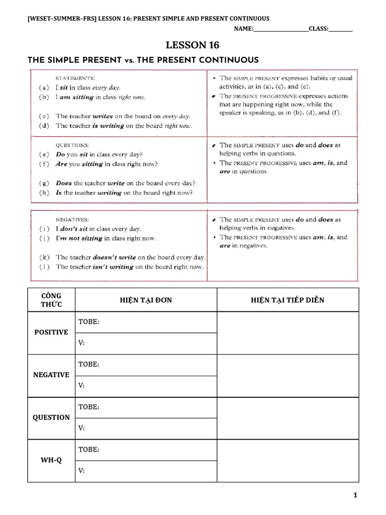 Present Simple vs. Present Continuous Guide | PDF