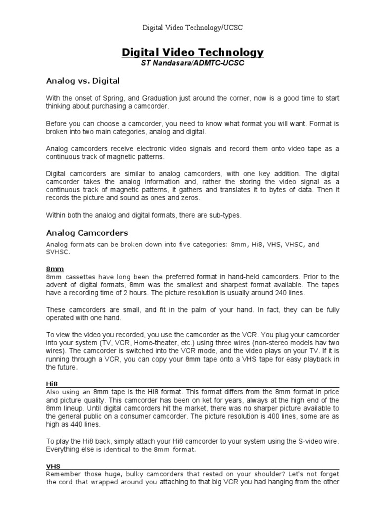 Video Formats PDF Videotape Videocassette Recorder