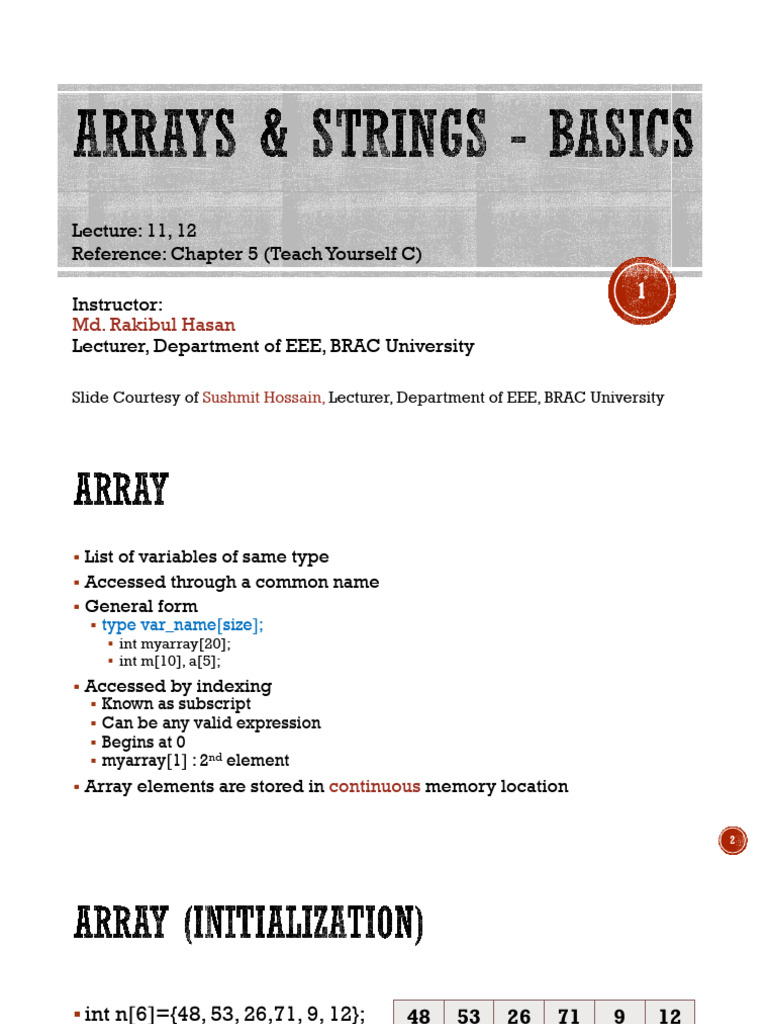 C Programming: Understanding Arrays | PDF | String (Computer Science ...