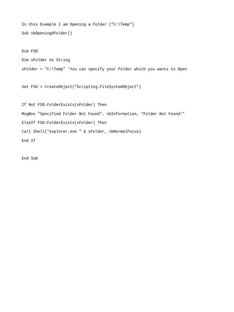 Open Folder with VBA Script | PDF