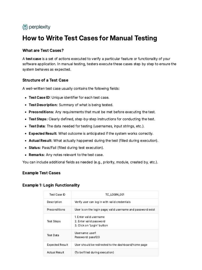 Writing Effective Manual Test Cases | PDF | Password | Login