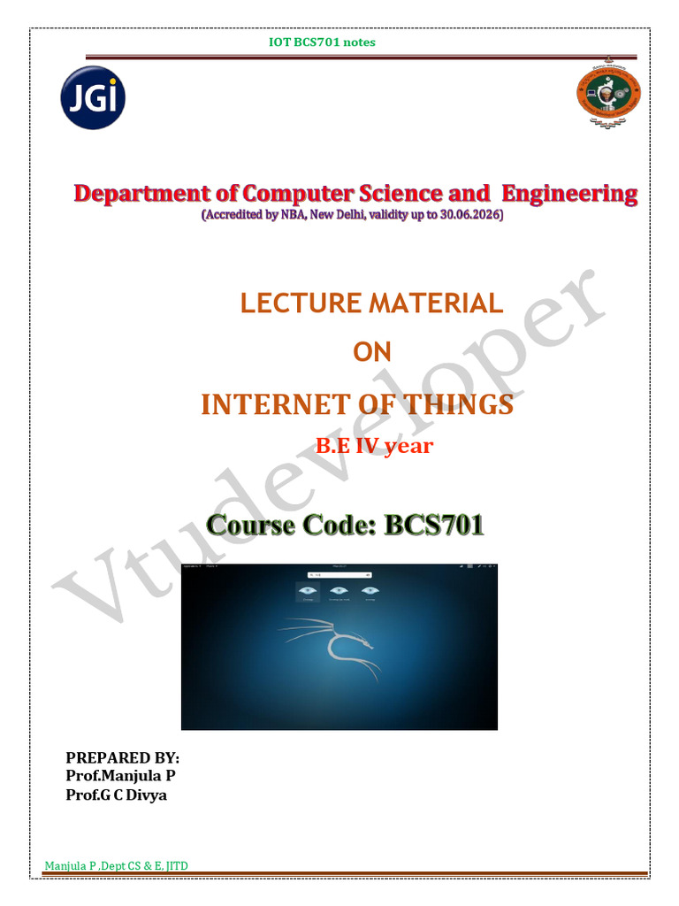 IoT BCS701 Lecture Notes | PDF | Internet Of Things | Computer Network