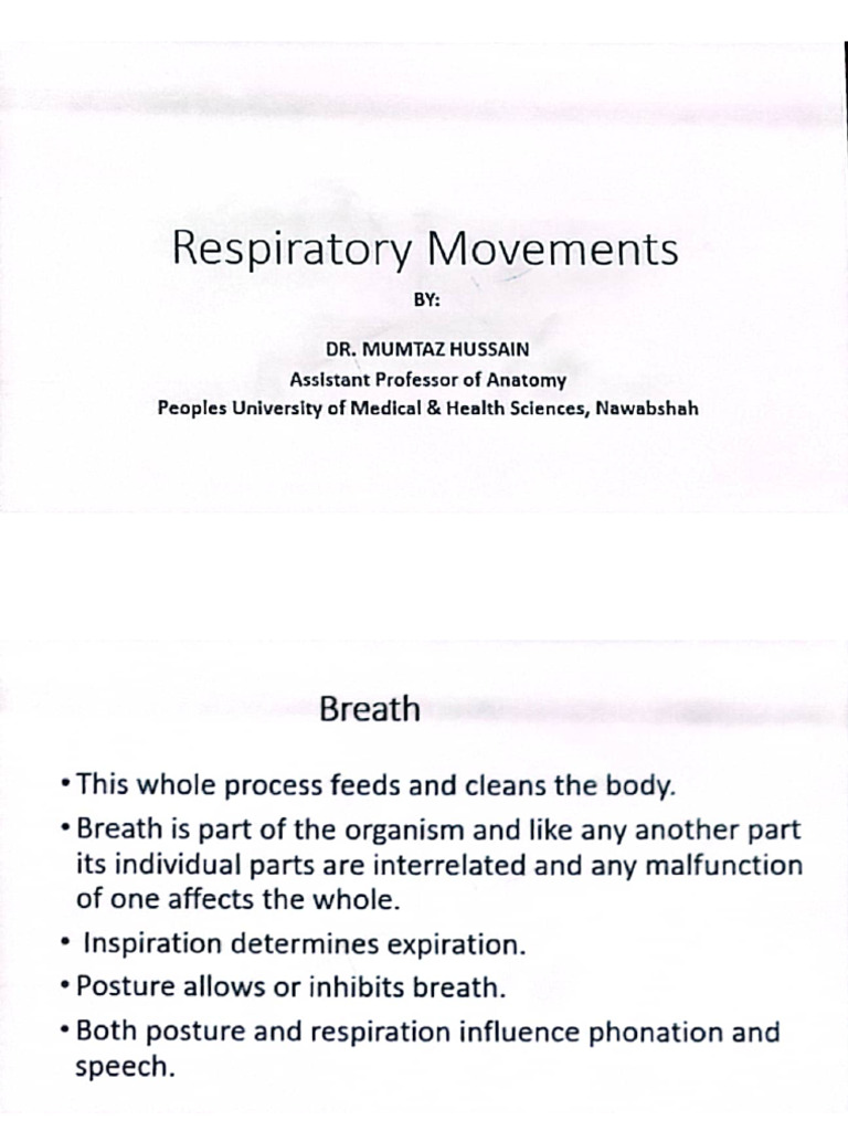 Respiratory Movement by DR Mumtaz 22.09.25 | PDF