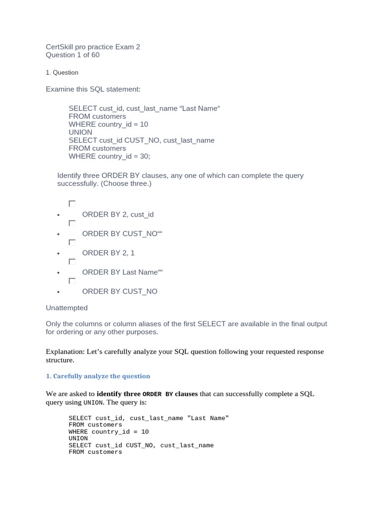 SQL UNION ORDER BY Clauses Explained | PDF | Password | Computing