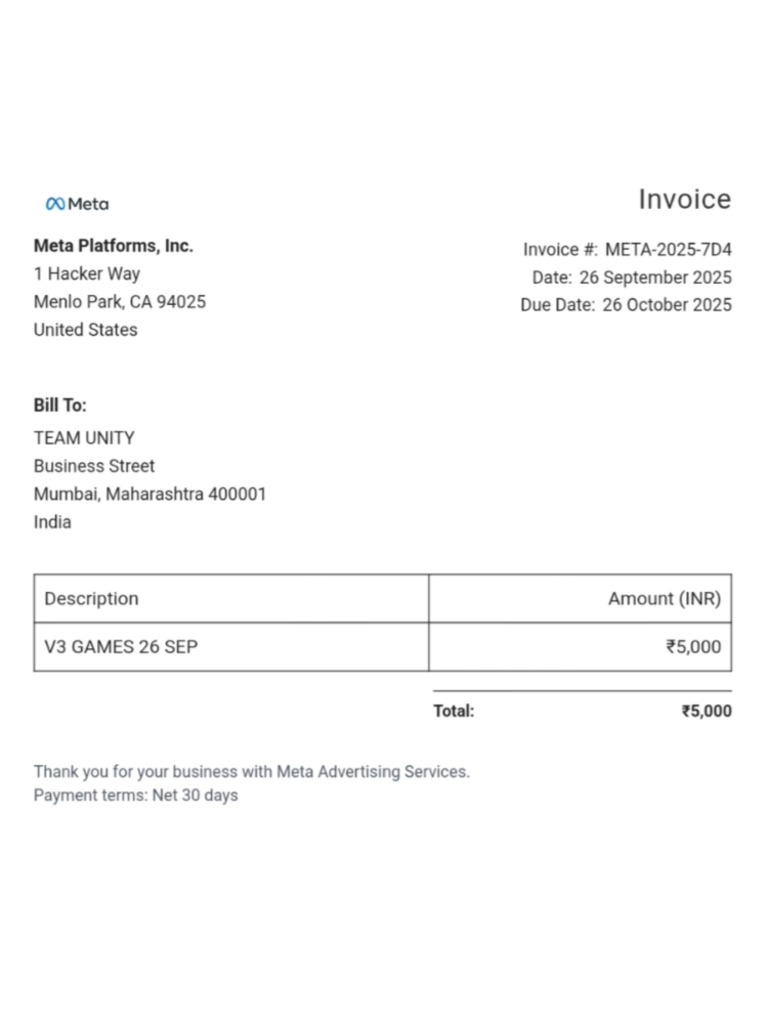 Meta Ads Receipts 2025-09-26 | PDF
