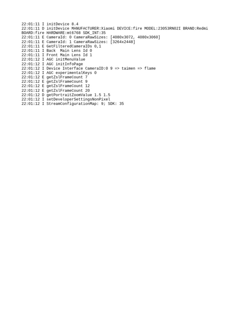 Xiaomi Redmi Device Camera Log Details | PDF
