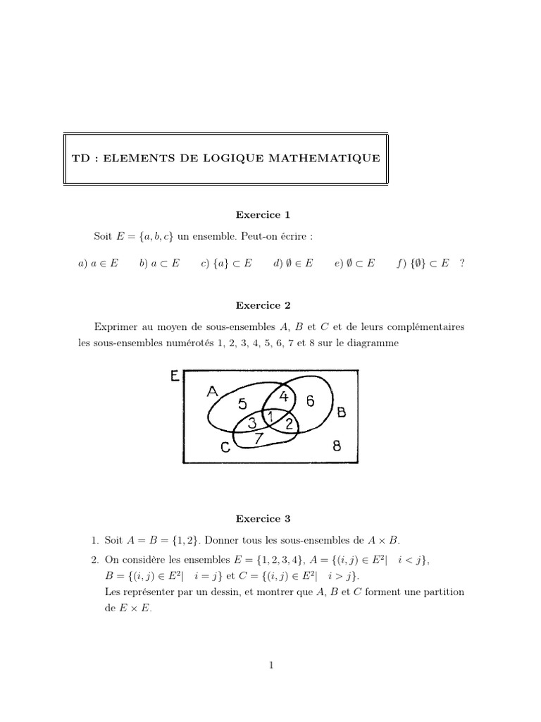 Logique Mathématique : Exercices et Solutions | PDF | Inclusion ...