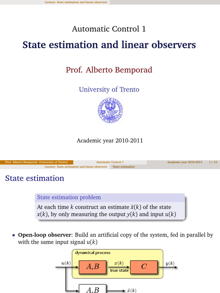 State Estimation and Linear Observers | PDF | Eigenvalues And ...