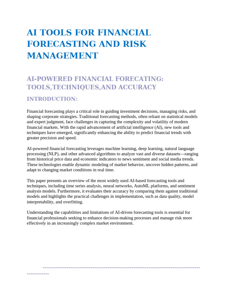 AI Tools for Financial Forecasting | PDF | Artificial Intelligence ...