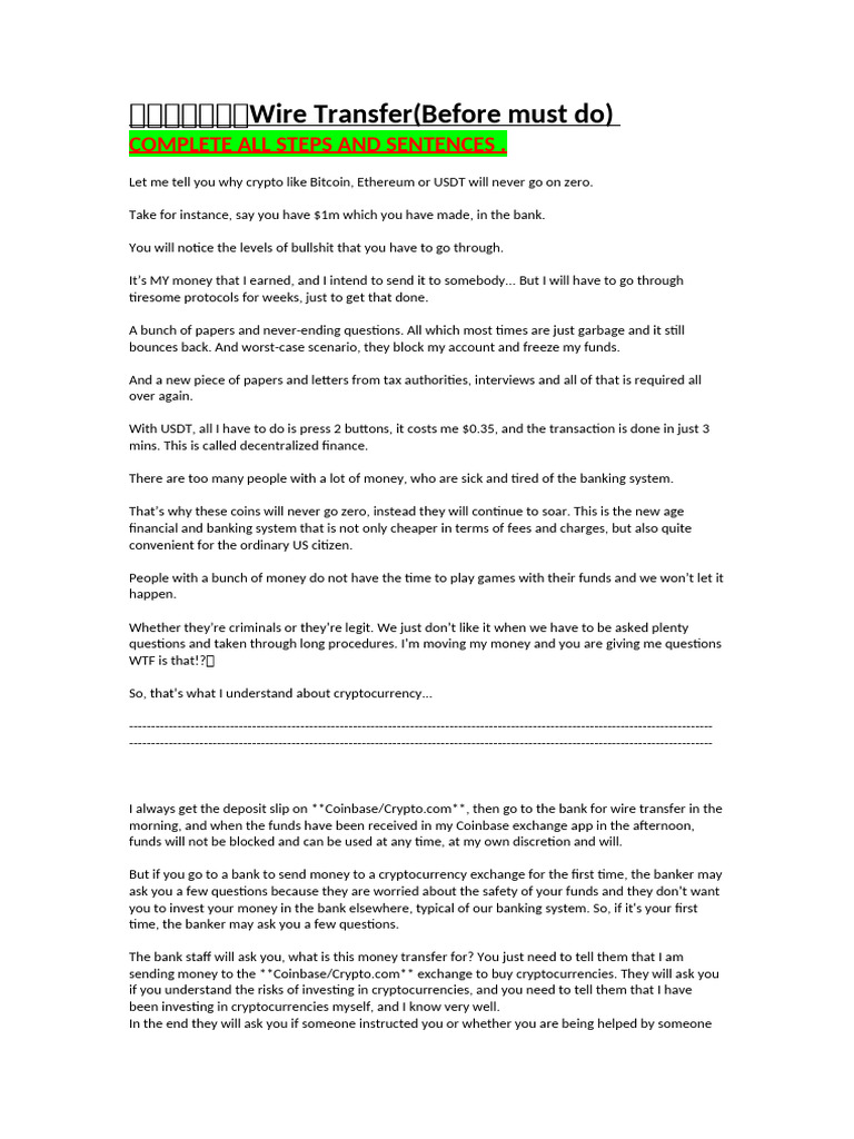 Simplified Wire Transfers to Crypto Exchanges | PDF | Banks ...