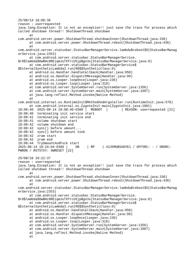Android Shutdown Thread Logs | PDF