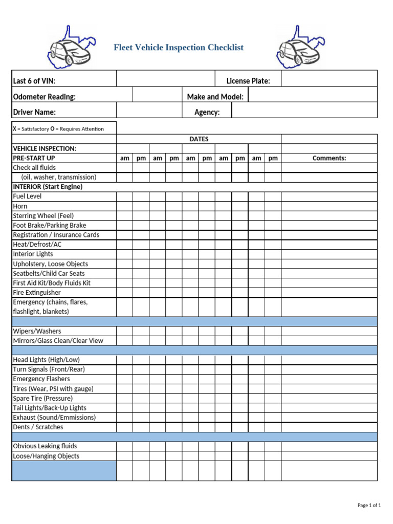 Fleet Vehicle Inspection Checklist | PDF