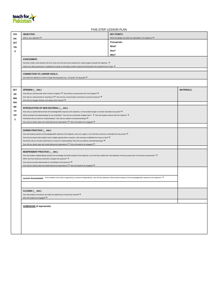 5 Step Lesson Plan Template | PDF | Lesson Plan | Intelligence